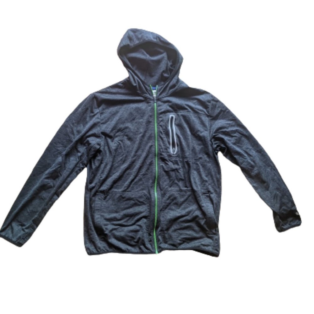 Blue-Gray and Green Hooded Jacket Men Size Large